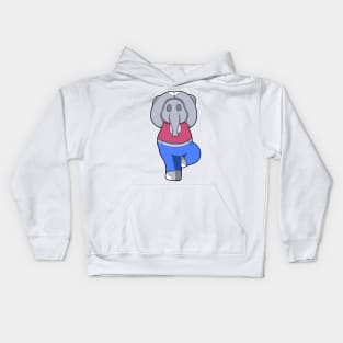 Elephant at Yoga in Standing Kids Hoodie